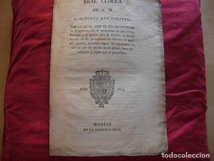 Documentos antiguos: REAL CEDULA DE S.M. CARLOS IV A&Ntilde;O 1803 - Foto 1