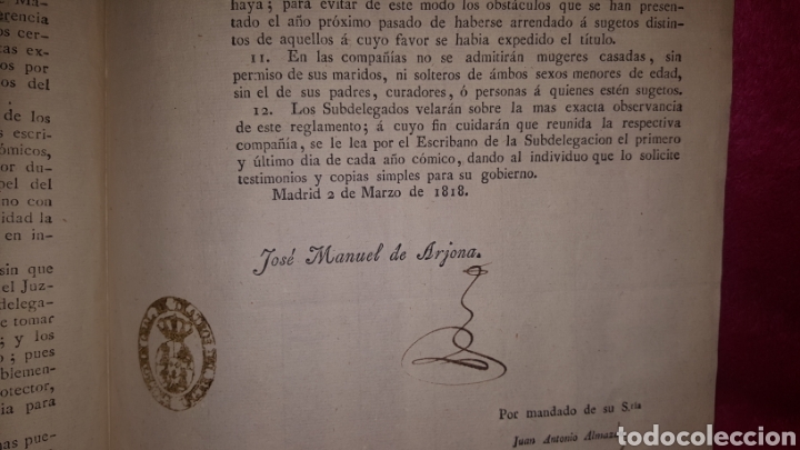 Documentos antiguos: TEATRO, NORMAS PARA EL FUNCIONAMIENTO DE LOS TEATROS. 1818 - Foto 5