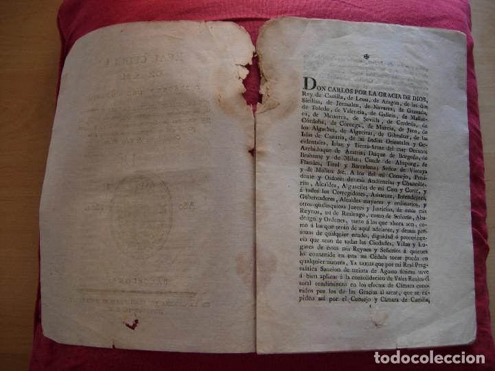 Documentos antiguos: REAL CEDULA DE SU MAJESTAD CARLOS IV 1801 - Foto 2