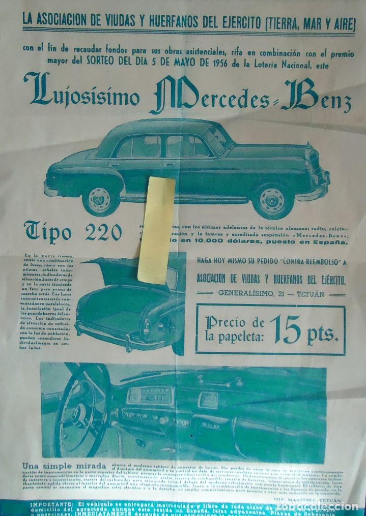 Documentos antiguos: publicidad vintage coche mercedes benz 220-s sedan automobil rifa loteria ejercito tierra mar aire