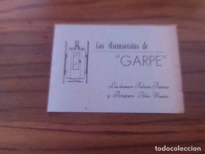 Documentos antiguos: GARPE. FELICITACI&Oacute;N DE NAVIDAD. ASCENSORES. DOBLADO POR UN LADO. RAR&Iacute;SIMO. C-11