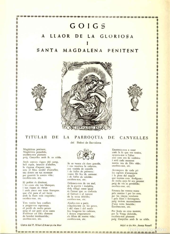 Documentos antiguos: Goigs a llaor de la gloriosa Santa Magdalena, titular de la Parroquia de CANYELLES