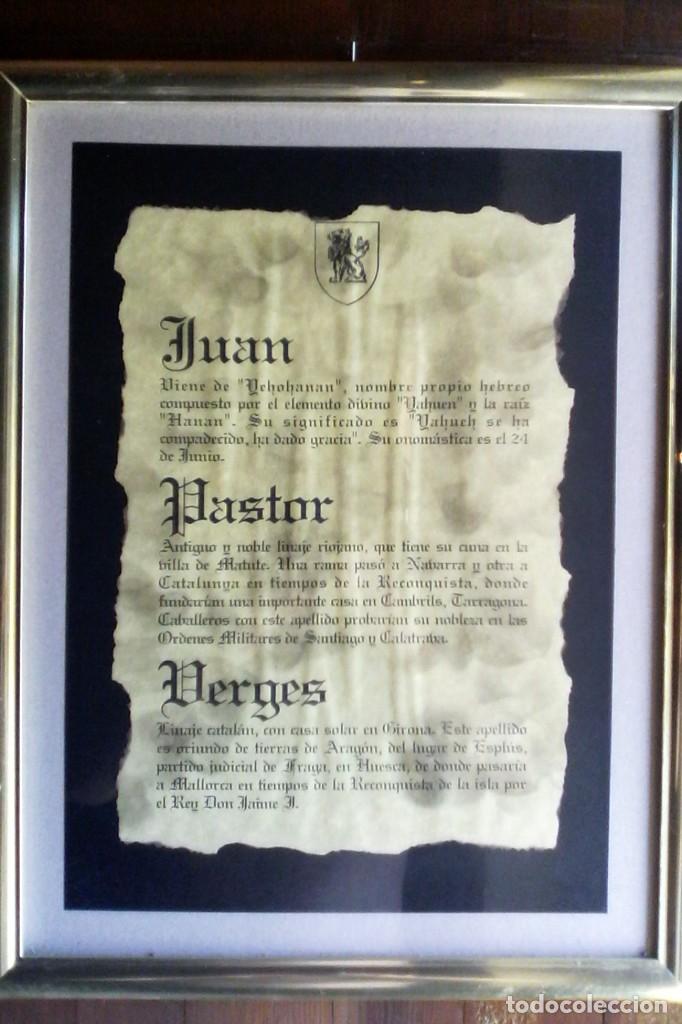 Documentos antiguos: LINAJES - PASTOR VERG&Eacute;S JUAN . - Foto 1