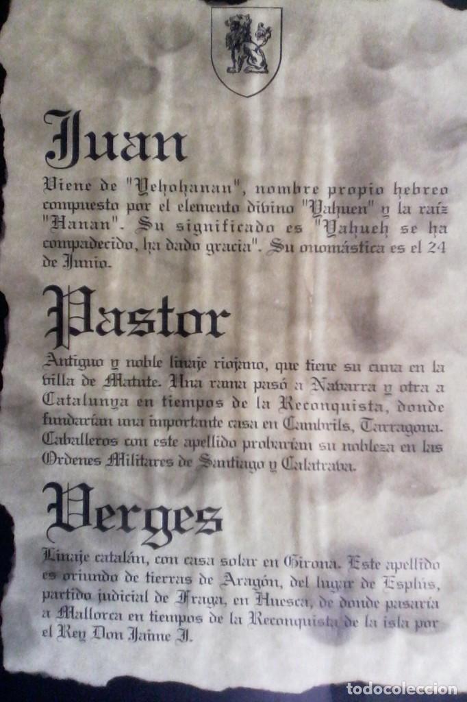Documentos antiguos: LINAJES - PASTOR VERG&Eacute;S JUAN . - Foto 2