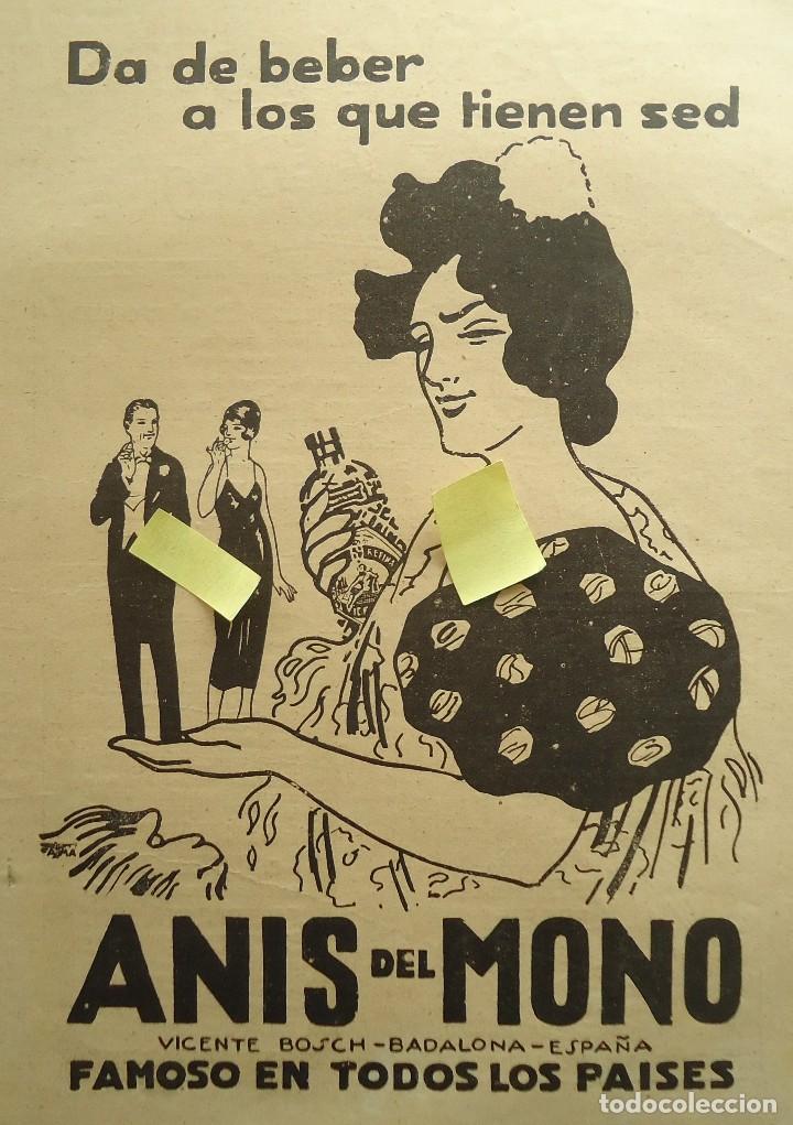 Documentos antiguos: publicidad anis del mono vicente bosch badalona barcelona catalu&ntilde;a bebida licor dulce anisado