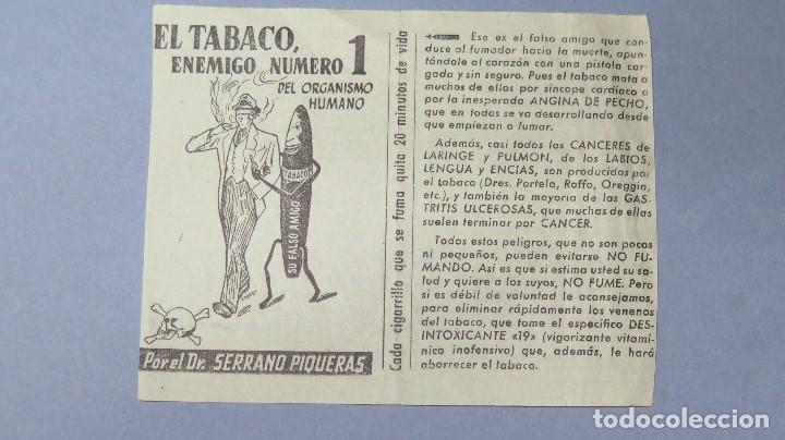 Documentos antiguos: DIPTICO CONTRA EL TABACO. DR. SERRANO PIQUERAS - Foto 1