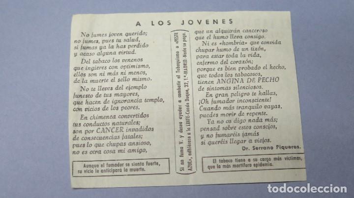 Documentos antiguos: DIPTICO CONTRA EL TABACO. DR. SERRANO PIQUERAS - Foto 2