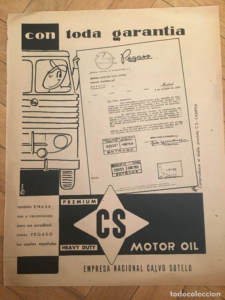 Documentos antiguos: RECORTE PUBLICIDAD ANUNCIO PEGASO CON TODA GARANTIA EMPRESA NACIONAL CALVO SOTELO CS