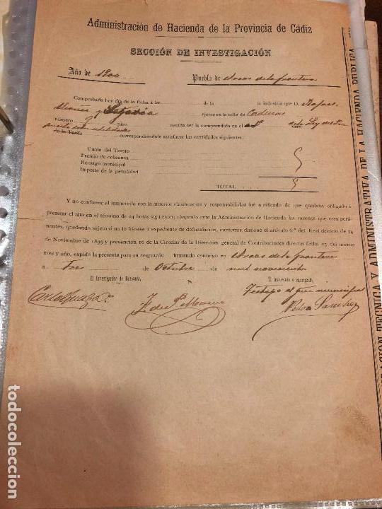 Documentos antigos: DOCUMENTO ADMINISTRACION DE HACIENDA DE LA PROVINCIA DE CADIZ A&Ntilde;O 1900