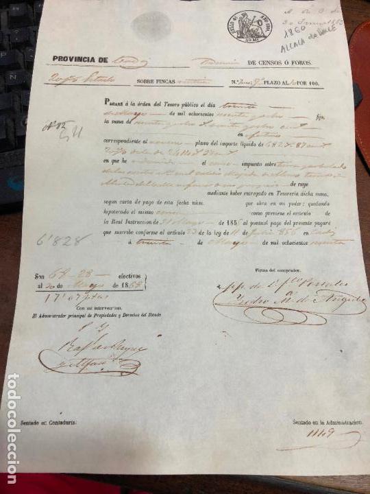 Documentos antigos: DOCUMENTO VENTA DE BIENES NACIONALES - PROVINCIA DE CADIZ - ALCALA DEL VALLE A&Ntilde;O 1860 -