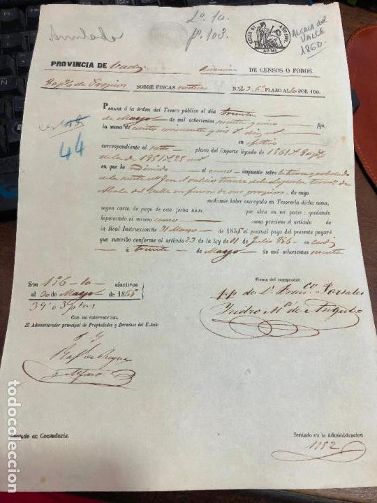 Documentos antigos: DOCUMENTO VENTA DE BIENES NACIONALES - PROVINCIA DE CADIZ - ALCALA DEL VALLE A&Ntilde;O 1860 -