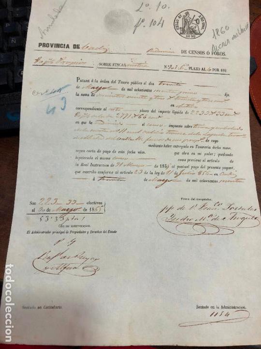 Documentos antigos: DOCUMENTO VENTA DE BIENES NACIONALES - PROVINCIA DE CADIZ - ALCALA DEL VALLE A&Ntilde;O 1860 -