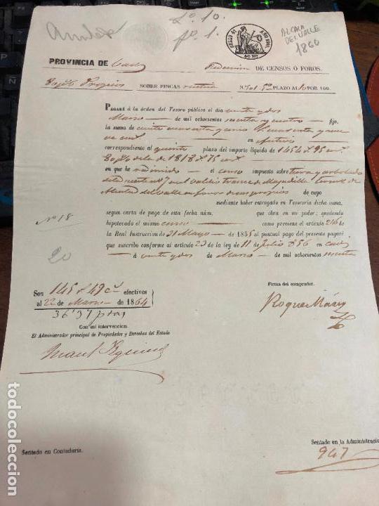 Documentos antigos: DOCUMENTO VENTA DE BIENES NACIONALES - PROVINCIA DE CADIZ - ALCALA DEL VALLE A&Ntilde;O 1860 -