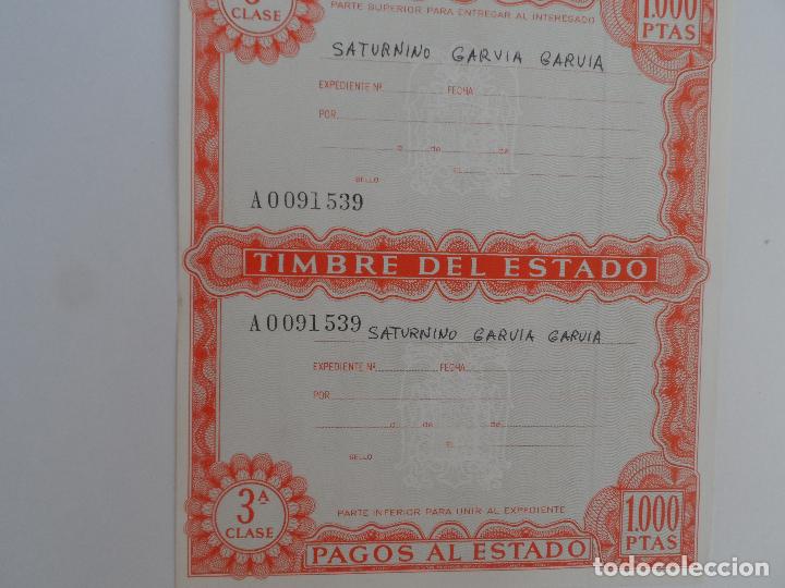 Documentos antiguos: PAGOS AL ESTADO 3&ordf;  CLASE 1000PTS TIMBRE - Foto 1