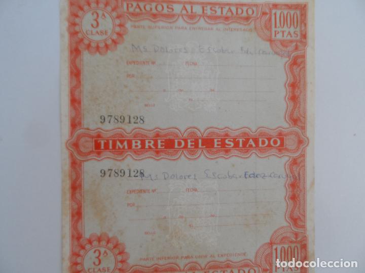 Documentos antiguos: PAGOS AL ESTADO 3&ordf;  CLASE 1000PTS TIMBRE - Foto 1