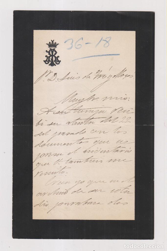 Documentos antiguos: CARTA DEL DUQUE DE MEDINA DE RIOSECO A LUIS DE TR&Oacute;. 1896 - Foto 1