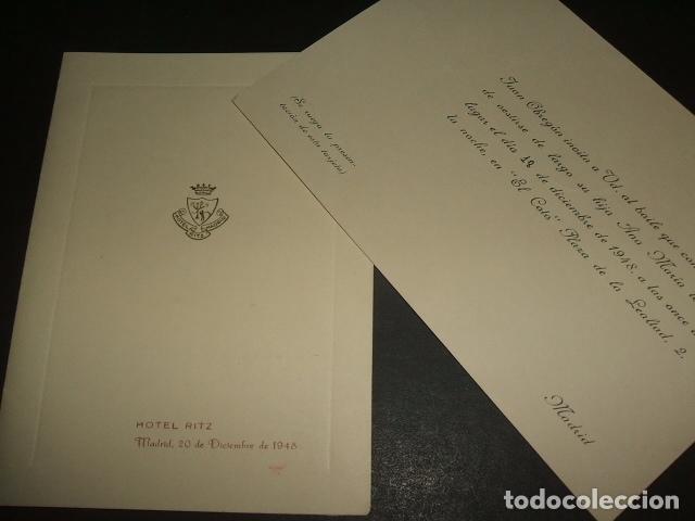 Documentos antiguos: MADRID HOTEL RITZ 1948 MENU E INVITACION - Foto 1