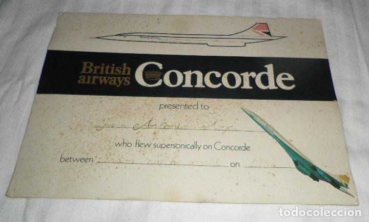 Documentos antiguos: certificado de la Britishairways como pasajero del concorde - Foto 1