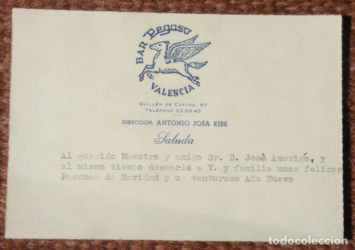 Documentos antiguos: SALUDA - BAR PEGASO - VALENCIA