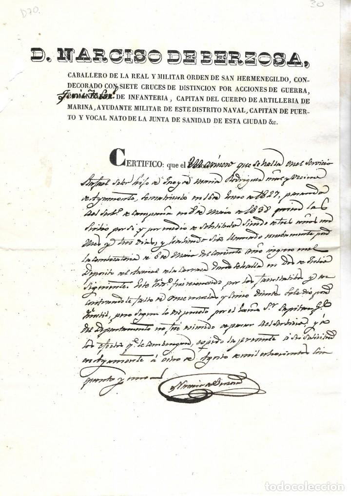 Documentos antiguos: 1851. LA CARRACA. CERTIFICADO DE INUTIL. LEER - Foto 1