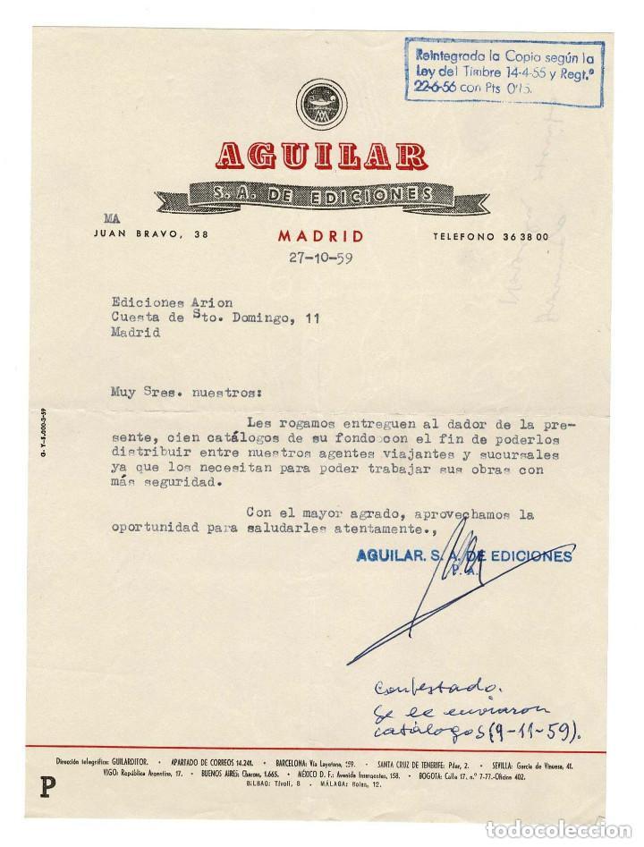Documentos antiguos: Madrid 1959 Carta de Aguilar S.A. Ediciones - Foto 1