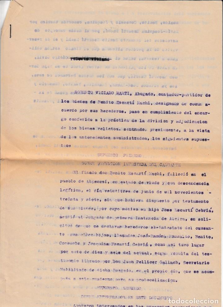 Old Documents: 1940 ALGEMESI (VALENCIA). HERENCIA DE VECINO