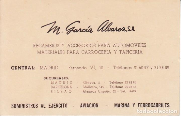 Old Documents: M. GARCIA ALVAREZ SUMINISTROS EJERCITO AVIACION MARINA FERROCARRILES RECAMBIOS AUTOMOVILES