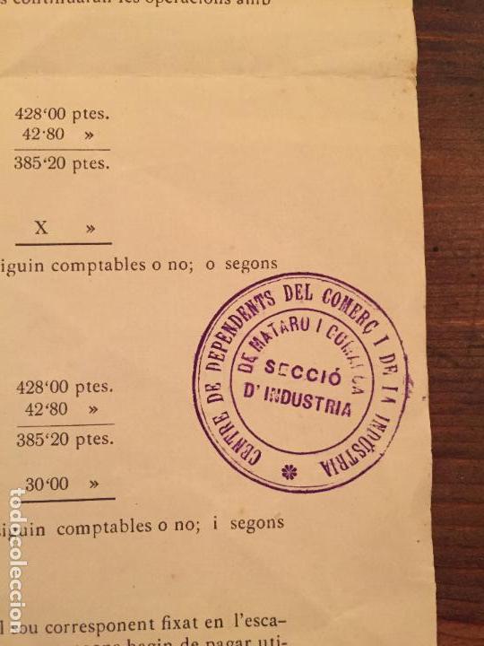 Documentos antiguos: Antiguo documento models de liquidaci&oacute; a&ntilde;o 1933 centre de dependents del comer&ccedil; de Matar&oacute; - Foto 4