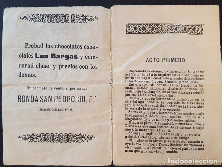 Documentos antiguos: TOSCA LIBRILLO ARGUMENTO BARCELONA - Foto 2