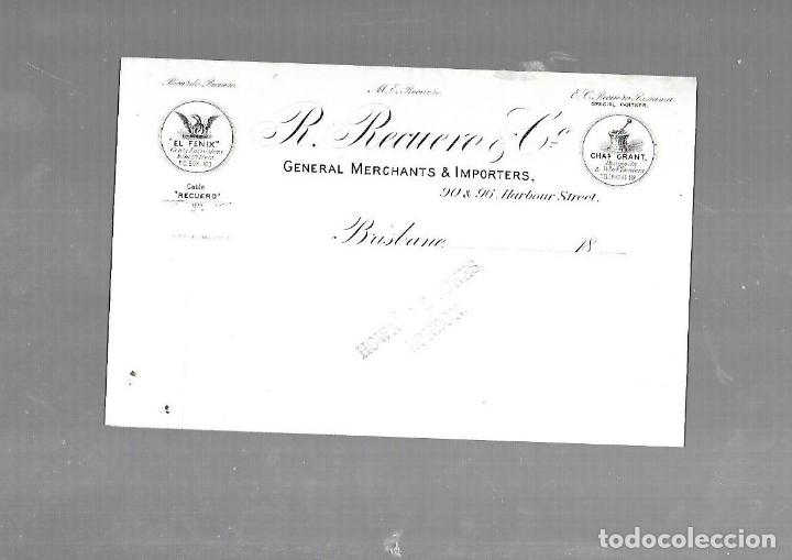 Documentos antiguos: MEMORANDUM. R.RECUERO & C&ordm;. EL FENIX. BRISBANE. SIN ESCRIBIR. VER