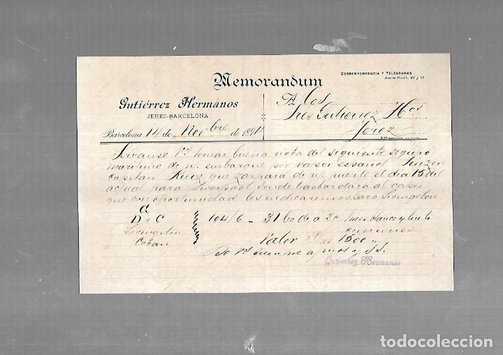 Documentos antiguos: MEMORANDUM. GUTIERREZ HERMANOS. BARCELONA. 1894