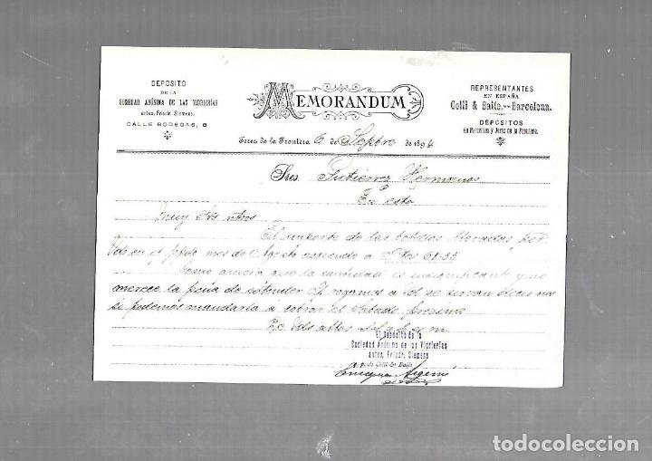 Documentos antiguos: MEMORANDUM. COLLI & BAILO. VIDRIERAS. JEREZ DE LA FRONTERA. 1894