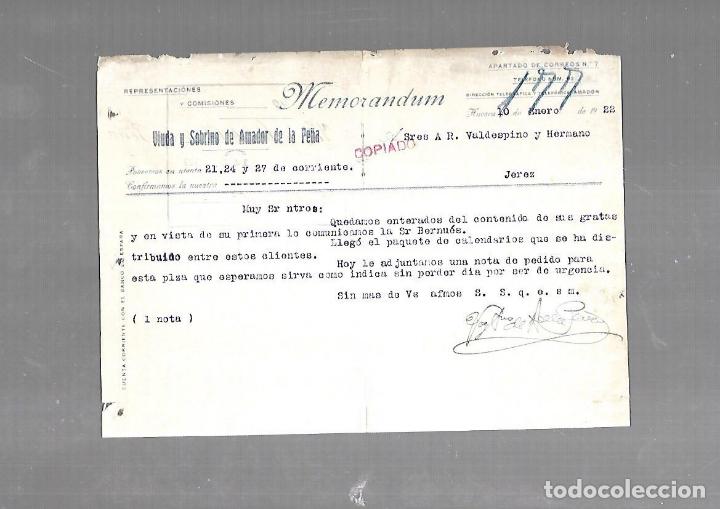 Documentos antiguos: MEMORANDUM. VIUDA Y SOBRINO DE AMADOR DE LA PE&Ntilde;A. 1922. HUESCA