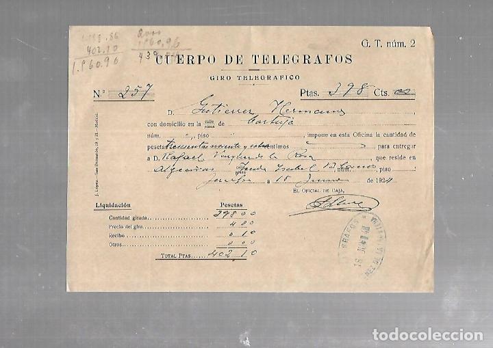 Documentos antiguos: CUERPO DE TELEGRAFOS. GIRO TELEGRAFICO.  1924. VER