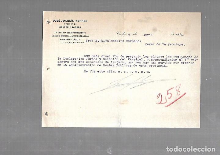 Documentos antigos: MEMORANDUM. JOSE JOAQUIN TORRES. DEFENSA DEL CONTRIBUYENTE. CADIZ. 1926
