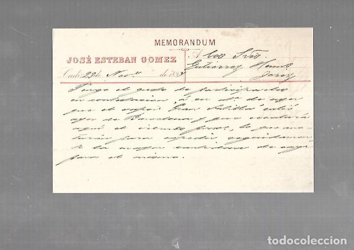Documentos antigos: MEMORANDUM. JOSE ESTEBAN GOMEZ. CADIZ. 1894