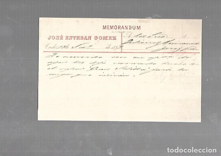 Documentos antigos: MEMORANDUM. JOSE ESTEBAN GOMEZ. CADIZ. 1894