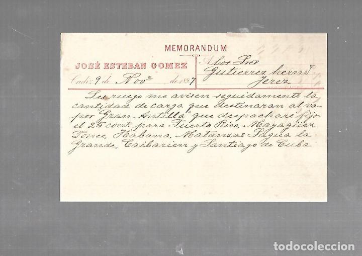 Documentos antigos: MEMORANDUM. JOSE ESTEBAN GOMEZ. CADIZ. 1894