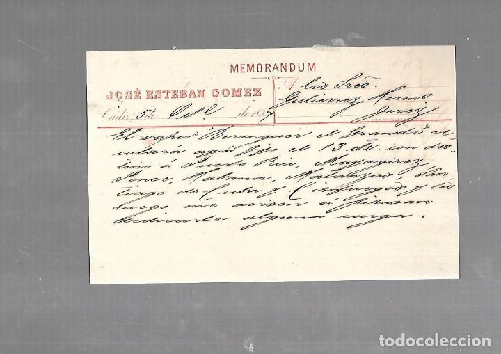 Documentos antigos: MEMORANDUM. JOSE ESTEBAN GOMEZ. CADIZ. 1894