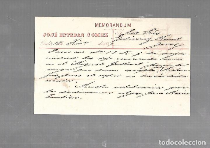 Documentos antigos: MEMORANDUM. JOSE ESTEBAN GOMEZ. CADIZ. 1894