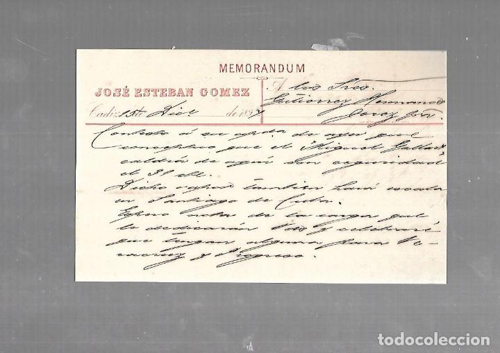 Documentos antigos: MEMORANDUM. JOSE ESTEBAN GOMEZ. CADIZ. 1894