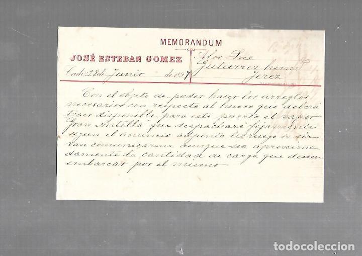 Old Documents: MEMORANDUM. JOSE ESTEBAN GOMEZ. CADIZ. 1894