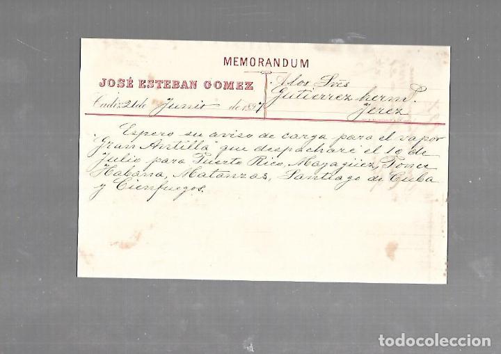 Old Documents: MEMORANDUM. JOSE ESTEBAN GOMEZ. CADIZ. 1894