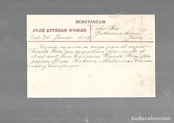 Old Documents: MEMORANDUM. JOSE ESTEBAN GOMEZ. CADIZ. 1894