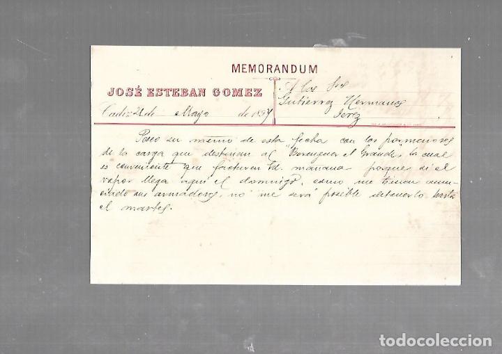 Old Documents: MEMORANDUM. JOSE ESTEBAN GOMEZ. CADIZ. 1894