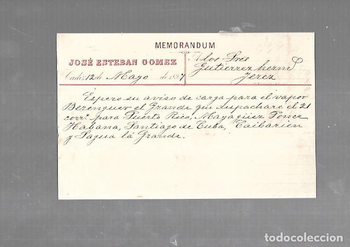 Old Documents: MEMORANDUM. JOSE ESTEBAN GOMEZ. CADIZ. 1894