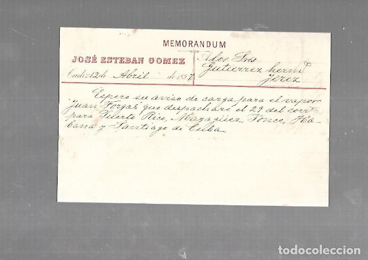 Old Documents: MEMORANDUM. JOSE ESTEBAN GOMEZ. CADIZ. 1894