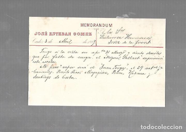 Old Documents: MEMORANDUM. JOSE ESTEBAN GOMEZ. CADIZ. 1894