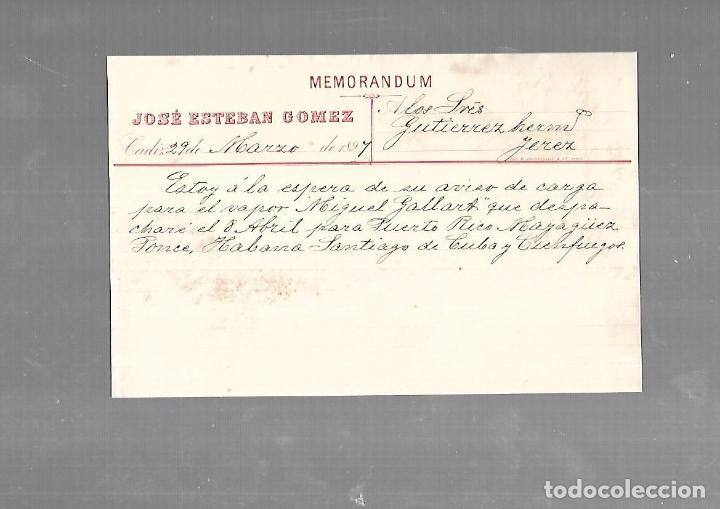 Old Documents: MEMORANDUM. JOSE ESTEBAN GOMEZ. CADIZ. 1894