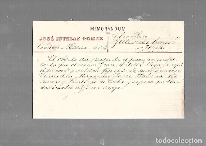 Old Documents: MEMORANDUM. JOSE ESTEBAN GOMEZ. CADIZ. 1894